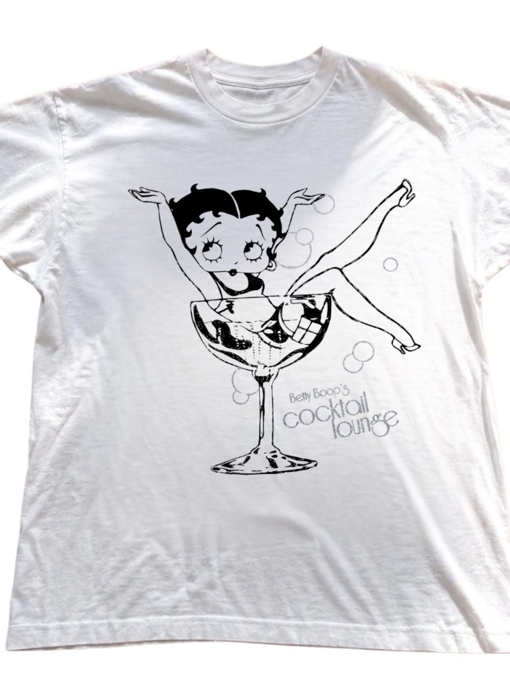 Betty Boop White Graphic Tee - Cocktail Lounge Print